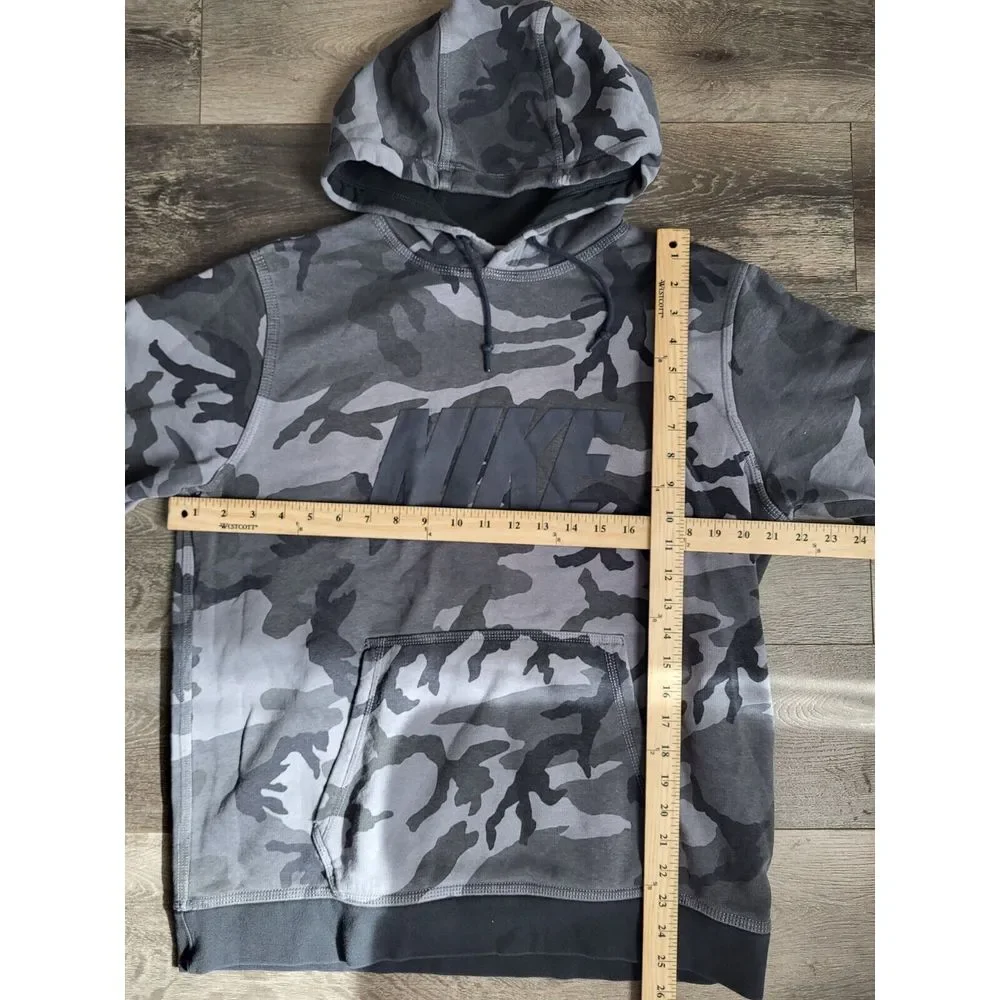 Nike Mens Camouflage Camo Pullover Hoodie Jacket‎ Spellout Gray Size Large